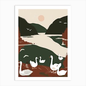 Swans By The Lake Art Print