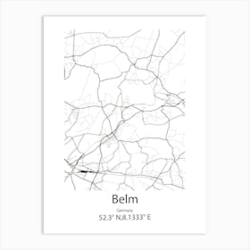 Belm,Germany Minimalist Map Art Print