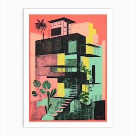 A House In Mumbai, Abstract Risograph Style 2 Art Print