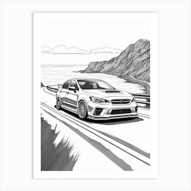 Subaru Impreza Wrx Sti Coastal Drawing 4 Art Print