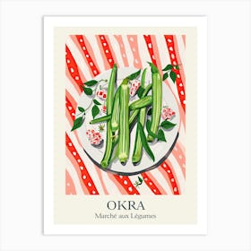 Marche Aux Legumes Okra Summer Illustration 3 Art Print