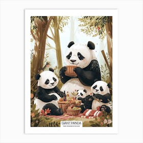 Giant Panda Family Picnicking In The Woods Poster 2 Art Print