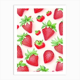 Strawberry Repeat Pattern, Fruit, Soft Colours 1 Art Print