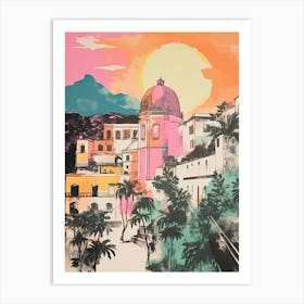 Amalfi Coast In Risograph Style 3 Art Print