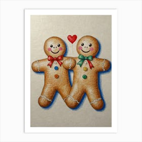 Gingerbread Couple Art Print