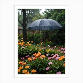 Umbrella In The Rain Art Print