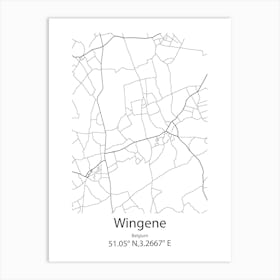 Wingene,Belgium Minimalist Map Art Print