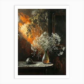 Baroque Floral Still Life Babys Breath 2 Art Print