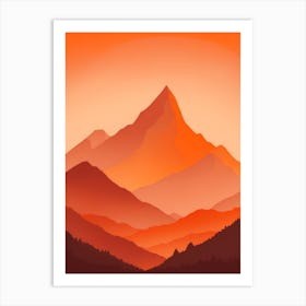 Misty Mountains Vertical Composition In Orange Tone 58 Art Print