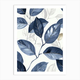 Blue Leaves 5 Art Print