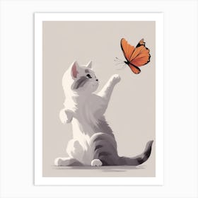 Cat With Butterfly Art Print