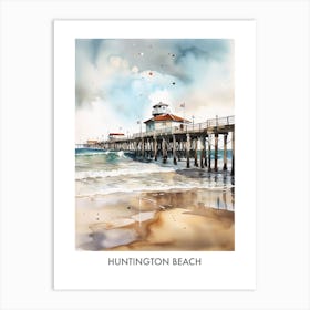 Huntington Beach Watercolor 2travel Poster Art Print