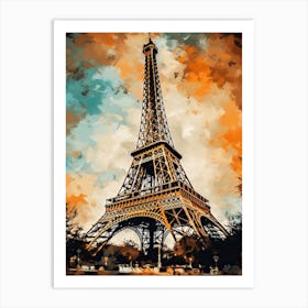 Eiffel Tower Paris France Sketch Drawing Style 7 Art Print