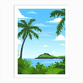 Tropical Landscape With Palm Trees Art Print