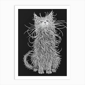 Turkish Angora Cat Minimalist Illustration 4 Art Print