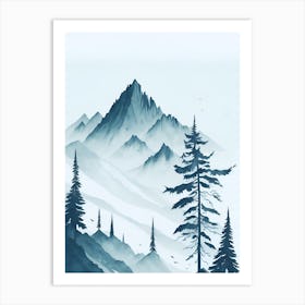 Mountain And Forest In Minimalist Watercolor Vertical Composition 48 Art Print