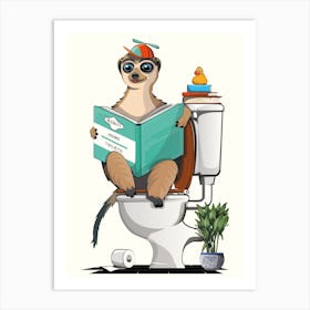 Meerkat in Bathroom on Toilet Art Print