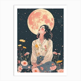 Full Moon women Art Print