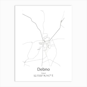 Debno,Poland Minimalist Map Art Print