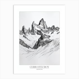 Cerro Fitz Roy Argentina Line Drawing 2 Poster Art Print