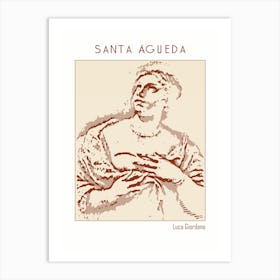 Line Art Minimalist – Santa Águeda – Luca Giordano – Classic Painting 1 Art Print