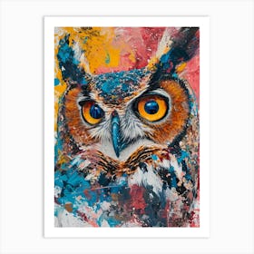 Kitsch Colourful Owl Collage 6 Art Print