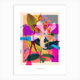 Honeysuckle 2 Neon Flower Collage Poster Art Print