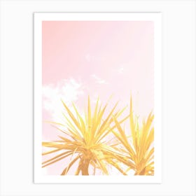 Abstract Yellow Miami Palm Trees and Pink Sky Art Print