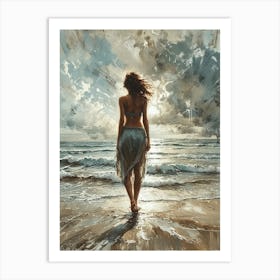 Woman On The Beach Art Print