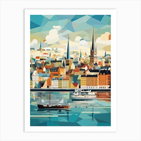 Helsinki, Finland, Geometric Illustration 3 Art Print