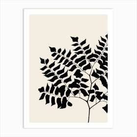 Fern Leaves in Black, Farmhouse Botanical 6 Art Print