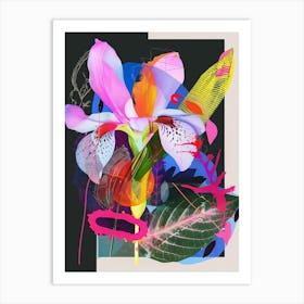 Cyclamen 4 Neon Flower Collage Art Print