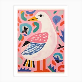 Pink Scandi Seagull 2 Art Print