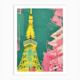 Tokyo Tower Duotone Silkscreen 1 Art Print