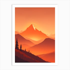 Misty Mountains Vertical Composition In Orange Tone 70 Art Print