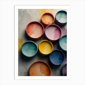 Watercolor Paints On A Table Art Print