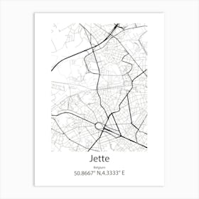 Jette,Belgium Minimalist Map Art Print