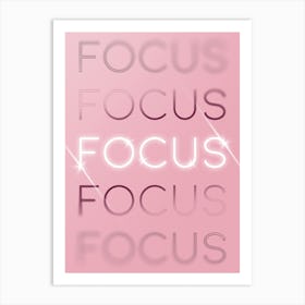 Motivational Words Focus Quintet in Pink Art Print