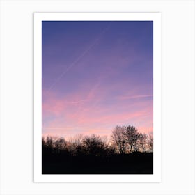 Sunset With Contrails Art Print