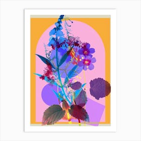 Forget Me Not 6 Neon Flower Collage Art Print