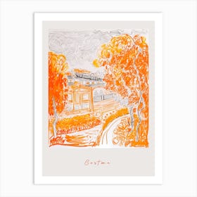 Cortona Italy Orange Drawing Poster Art Print