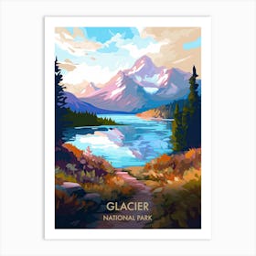 Glacier National Park Travel Poster Illustration Style 5 Art Print