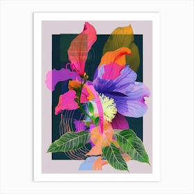 Impatiens 4 Neon Flower Collage Art Print