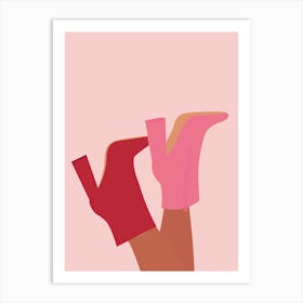 Pink Fashion Boots Art Print