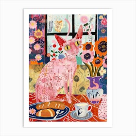 Tea Time With A Cornish Rex Cat 3 Art Print