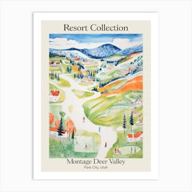 Poster Of Montage Deer Valley   Park City, Utah   Resort Collection Storybook Illustration 3 Art Print