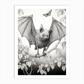 Botanical Fruit Bat Illustration 3 Art Print