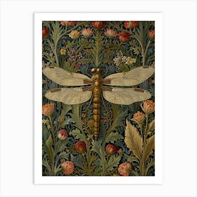 Dragonfly Style William Morris Art Print