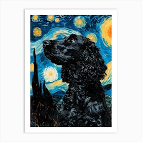 English Cocker Spaniel Starry Night Dog Portrait Art Print