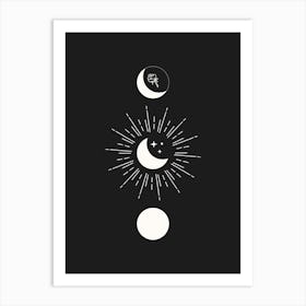 Black Moon Phases Art Print